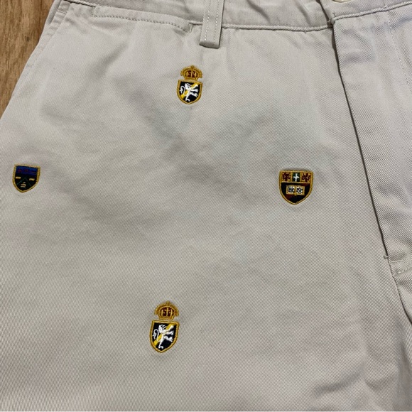 Polo Ralph Lauren VTG Embroidery Crest Logos Khaki Chino Shorts Size 32 - Picture 3 of 6